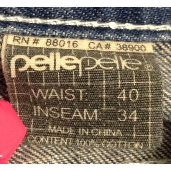 Vtg Pelle Pelle Jeans Men 40x34 Blue Embroidered Faded Hip Hop Skater 90s Y2K - Picture 10 of 12